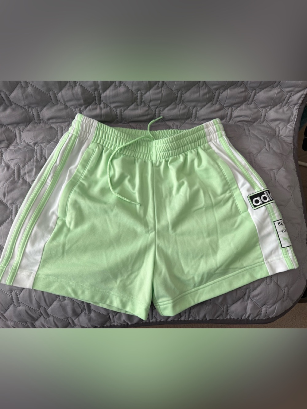 adidas Mint Green Athletic Shorts with White Side Panels